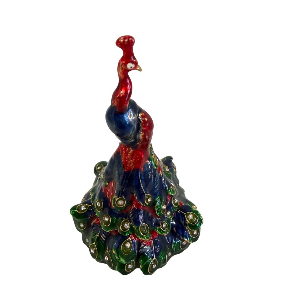 Unbranded Peacock Trinket Box Unisex OS Multicolor Enameled Rhinestone Hinged